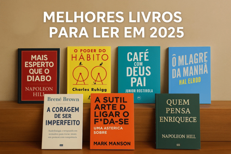 Capa com destaque para os melhores livros para ler em 2025, guia atualizado e inspirador para leitores
